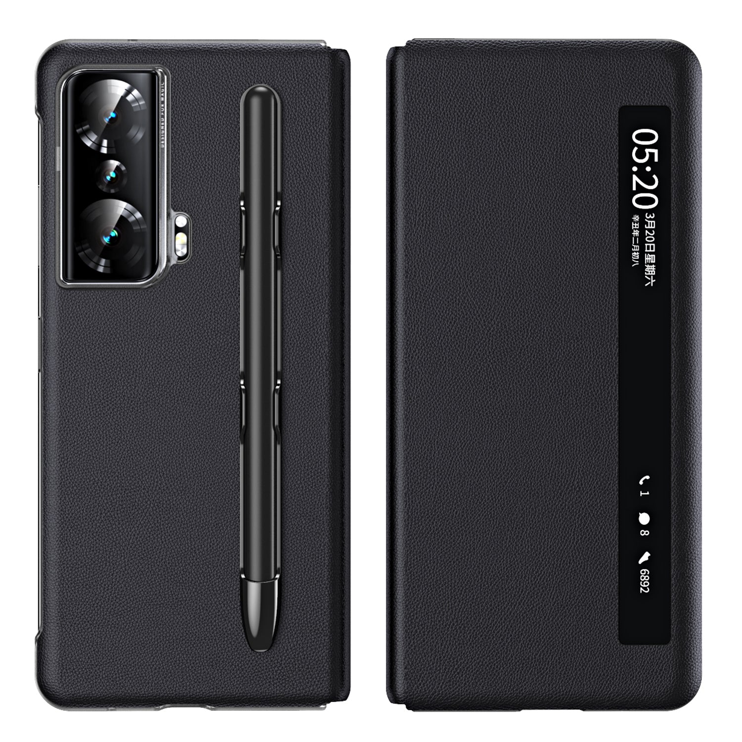 For Honor Magic Vs Ultimate 5G Magic Vs 5G View Window Litchi Texture PU Leather Case Foldable Stand Cover with Pen Slot and Stylus Pen For Honor Magic Vs Ultimate 5G Magic Vs 5G View Window Litchi Texture PU Leather Case Foldable Stand Cover with Pen Slot and Stylus Pen